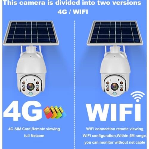 Starlight Color IR vision 8W Solar Power 4G Wifi IP Cameras P2P Cloud Storage Two Way Talking Solar Recahargeble 2MP IP camera