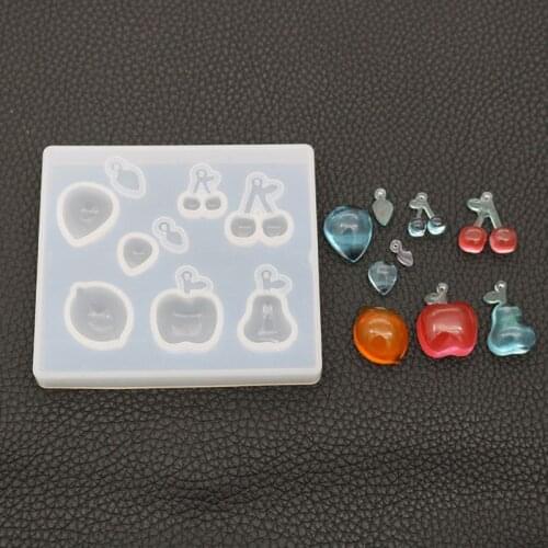 Creative DIY Crystal Epoxy Mold Fruit Strawberry Cherry Earrings Handmade Making Pendant Dessert Mirror Mould