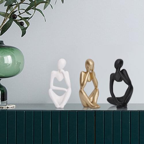 Creative Home Decor Resin Sculpture Thinker Character Abstract Statue Art European Style Modern Home Office Shelf Desktop Decor