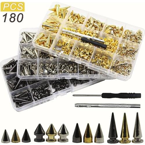 Punk Buttons Rivets Set Cone Studs & Spikes for Clothes Screwback DIY Craft Cool Punk Garment Rivets For Leather Craft Handmade