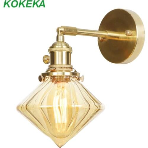 Wall Light Nordic Post-modern Copper Lamp Body Lampshade E27 Tungsten Bulb for Entrance Ceiling Living Room Decoration Wall Art