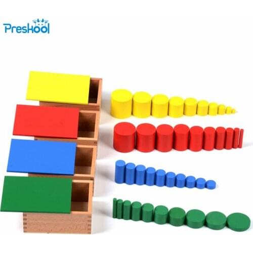 Baby Toy Learning Educational Toys Knobless Cylinders Montessori Wooden 4 Sets of 10 Cylinders Great Gift for Children