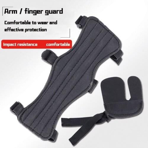 Archery Hunting Lightweight Soft Arm Guard Leather Archery Finger Tab Arm Guard Set