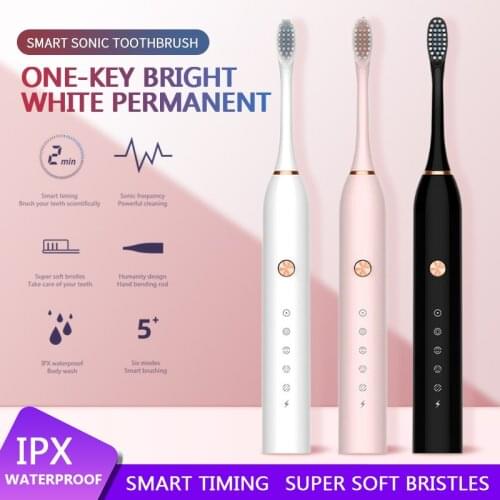 USB Rechargeable Electric Toothbrush Oral Hygiene 5 Modes Travel Toothbrushes Waterproof 2*Replacement Brushheads Gift