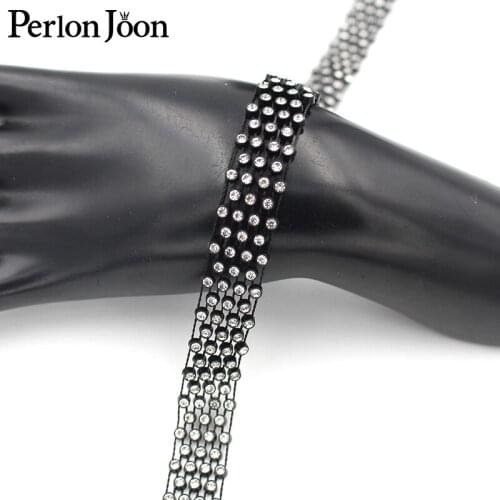 1 yard 3*4 arrangement woven rhinestone Straight webbing mesh interwoven crystal DIY hollow sexy dress decoration NET24