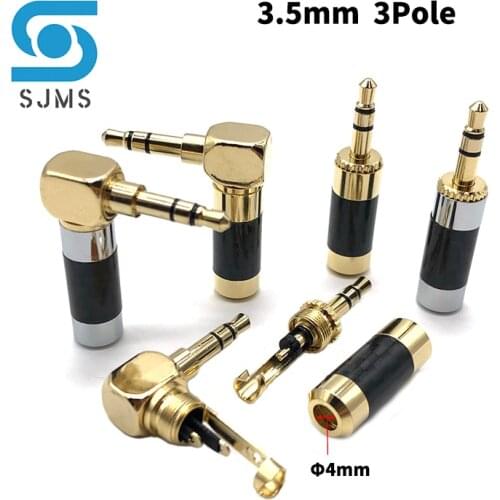 Gold plated Stereo with Clip 3.5 mm 3 Pole Repair Headphone Jack Plug Cable Audio Plug Jack Connector Soldering for 4mm Cable