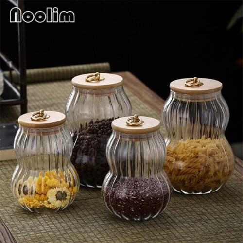 Transparent Glass Sealed Cans Tea Caddy Seasoning Bottles Candy Box Food Container Grain Coffee Beans Storage Tanks Spice Jars