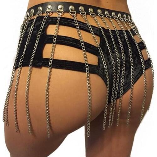 New Women Leather Belt Chain Harness Bondage Cage Punk Goth Waist Chain Garter Belt Leg Body Chain Strap Erotic Accessories