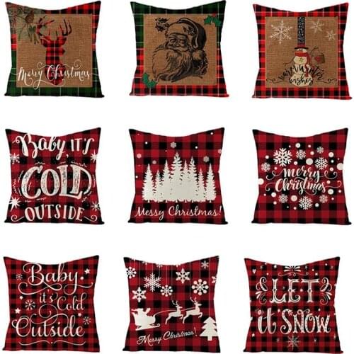 Christmas Cushion Cover 45*45 Pillowcase Sofa Cushions Pillow Cases Cotton Linen Pillow Covers Home Decor 2020 Snow Deer