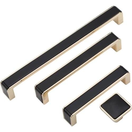 Knobs and Handles Light Luxury and Long American Gold Cabinet Wardrobe Door Handle European Drawer Square cupboard handles