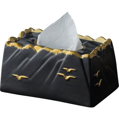 Creative abstract mountain water style ceramic tissue box Fashion Art big wild goose black tissue box