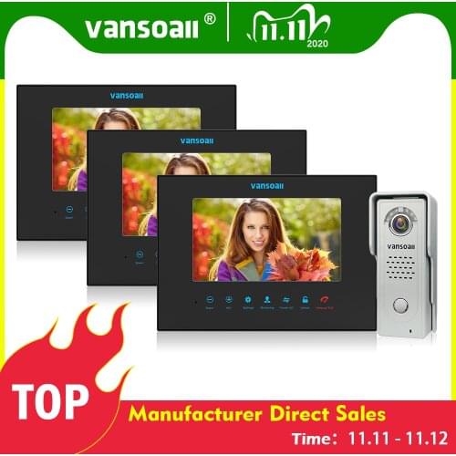 VANSOALL Video Doorbell 7 inch Monitor With 1200TVL Doorbell Camera Intercom System Support SD Card Video Intercom 3 Apartment