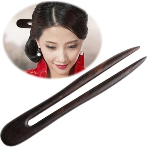Women Handmade Carved Wooden Hair Stick Pin Wood Vintage Hair Accessories