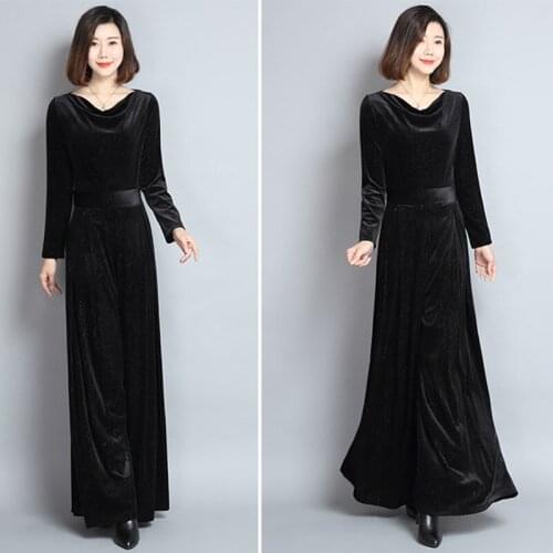 Female Wide-Leg Jumpsuit With Pocket Long Sleeve Velvet Party Romper Autumn Ladies Elegant Jumpsuits For Women 2020 AA5294