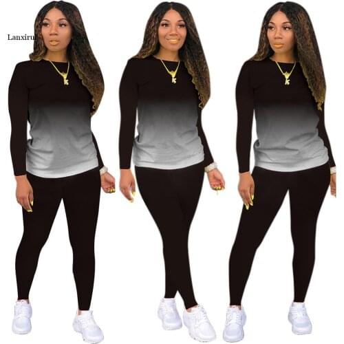 2pcs Set Hoodies Loose Hooded Tops Sweatshirt Solid Long Pants 2 Pieces Sets Women Clothing Suits Female Tracksuit