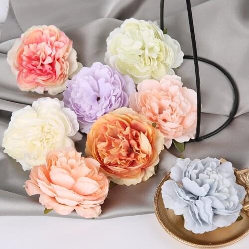10Pcs/Pack 7CM Artificial Peony Artificial Flowers Heads Silk Peony Flowers Heads Wedding Home Decor Accessories Fake Flowers