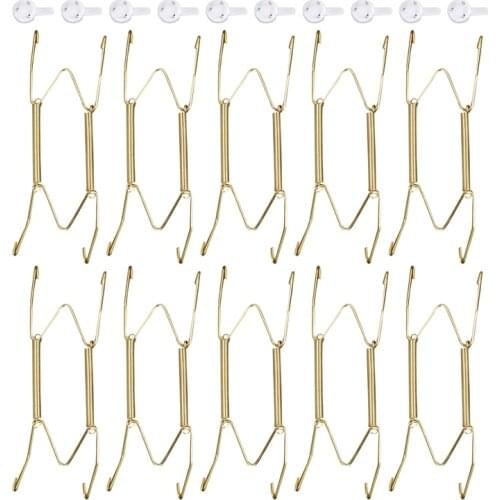 LBER 10 Pack Plate Hangers,10 Pack Wall Hooks and 6 Inch Wall Plate Hangers, Compatible 5 To 7 Inch Decorative Plates, Antique