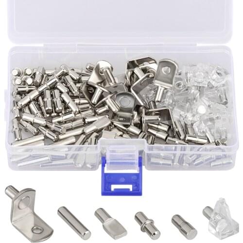 140pcs Shelf Bracket Pegs 5mm Shelf Pins Support Nickel Plated Shelves Peg Pin Supports for Cabinet Furniture Closet Wardrobe