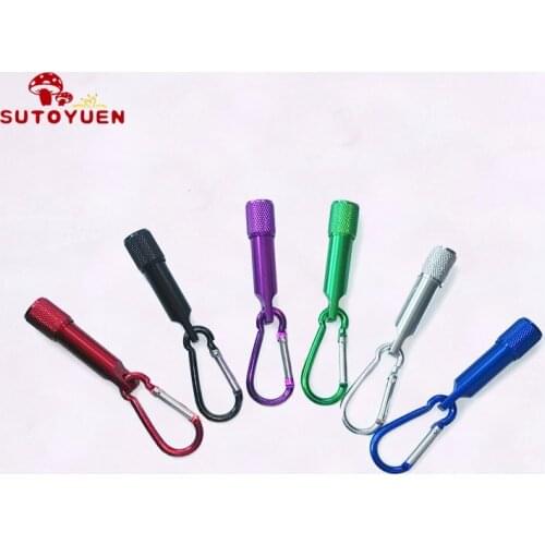 SUTOYUEN 50 Pcs Mini small LED Carabiner flashlight torch clip key chain Camping Hiking glare led flashlight with battery