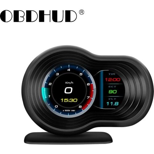 WIIYII F9 Newest Head Up Display Auto Display OBD2+GPS Smart Car HUD Gauge Digital Odometer Security Alarm Water&Oil temp RPM