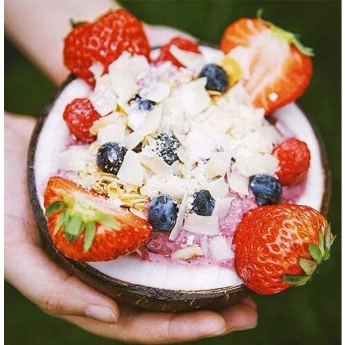 Natural Coconut Bowl Decoration Fruit Salad Noodle Rice Bowl Wooden Fruit Bowl Handicraft Decoration Creative Coconut Shell Bowl