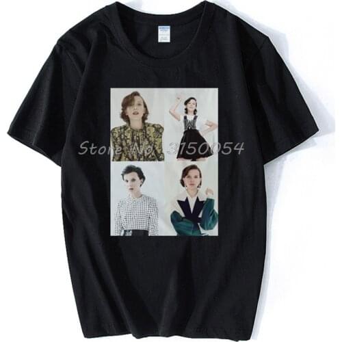 Millie Bobby Brown Collage T Shirt Eleven Millie Bobbie Brown Gaten Matarazzo Mike Wheeler Finn Wolfhard Caleb T-shirt Cotton