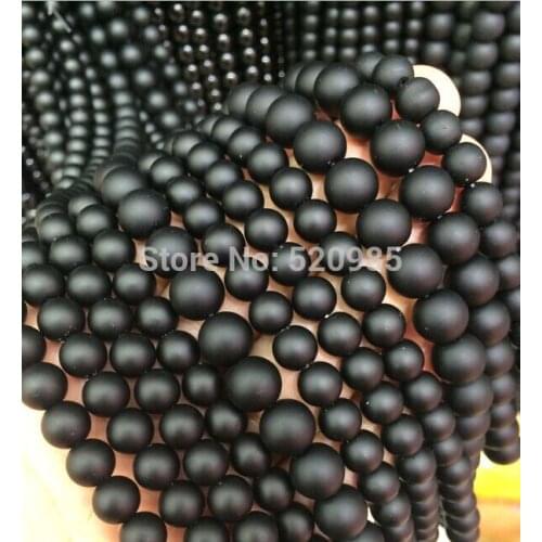 5A Quality ! Black Dull Polish Matte Onyx Agata Round natural stone Beads 16"/Strand 4 6 8 10 12 14 MM Pick Size No.BOB01