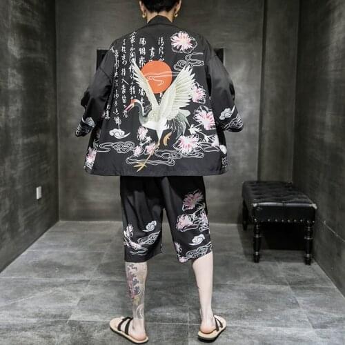 Kimonos Cardigan Men Kimono Pants Male Yukata MenS Haori Japanese Samurai Kimono Shirt Men Traditional Japanese Clothes 10775