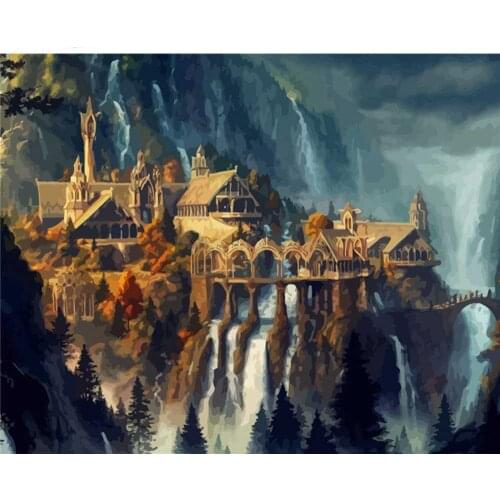 New Paint By Number Waterfall Landscape Oil Painting Art Gift DIY Pictures By Number Mountain Kits Home Decor