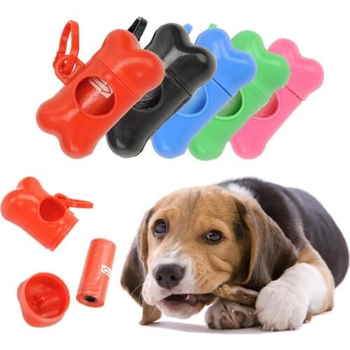 Pet Dog Poop Bag Dispenser Bone Shape Waste Garbage Carrier Holder Dispensers Dog Waste Poop Bags Set Pets Trash Cleaning Tools