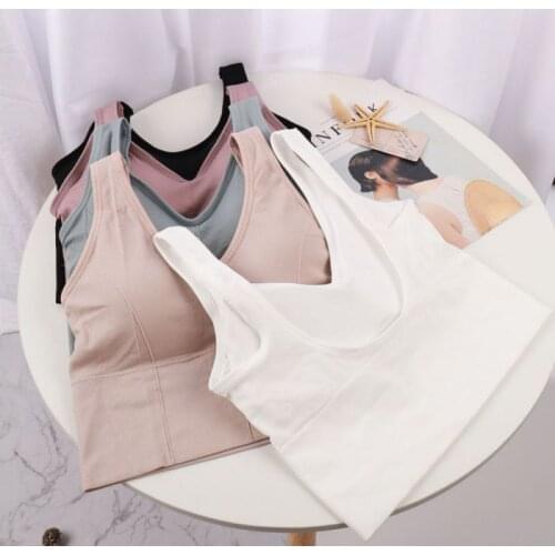 Women Tank Crop Top Seamless Underwear Crop Top Female U Back Short Tops Women Sexy Lingerie Sleeveless Anti-seismic Bra