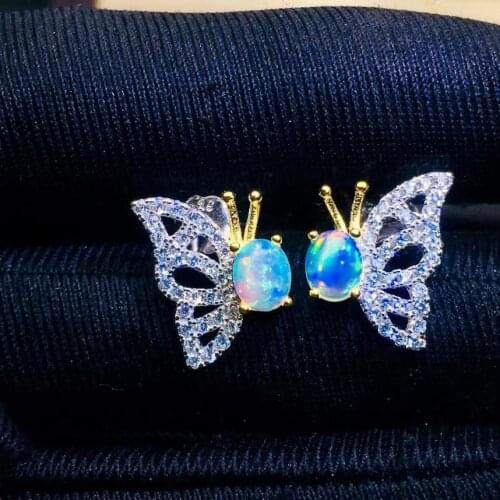 Best Gift Natural and Real Natural Real OPal Earrings S925 Sterling Silver Fine Elegant Jewelry for Women Wedding Earring