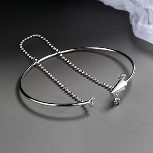 Of Fashion Paper Aircraft Bracelet Sweet Literary Double - Layer Small Silver Beads Bracelet