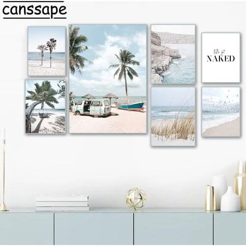 Sea Wall Art Print Beach Canvas Poster Coconut Tree Prints Landscape Painting Nordic Wall Pictures For Living Room Decoration