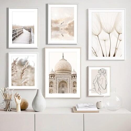 Seagull Mosque Dandelion Reed Path Quote Wall Art Canvas Painting Nordic Posters And Prints Wall Pictures For Living Room Decor