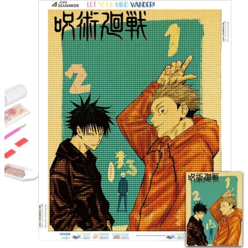 5D DIY Diamond Painting Anime Jujutsu Kaisen Picture of Rhinestones Full Diamond Mosaic Embroidery Cross Stitch Kits Home Decor