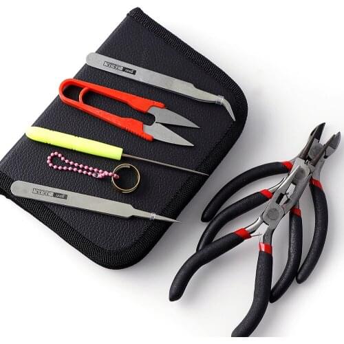 8pcs/set Jewelry Making Tool Kits Pliers Set With Round Nose Plier Side Cutting Pliers Wire Cutter Scissor Beading Tweezers