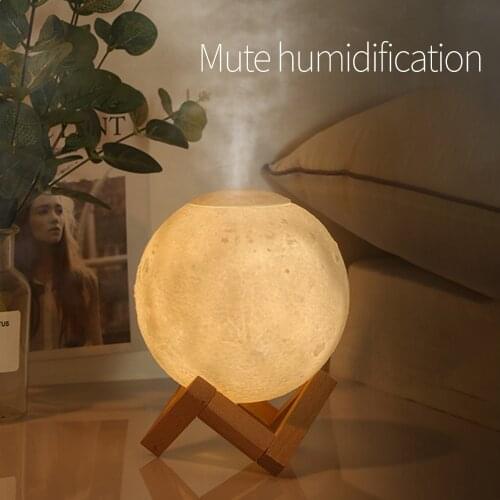 USB Rechargeable Night Light 3D Printing Moon Light 880ML Humidifier Aroma Diffuser Creative Bedroom Decoration Birthday Gift