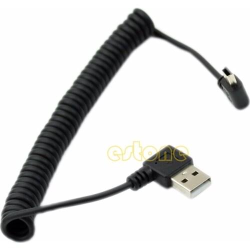 OOTDTY USB 2.0 left Angle 90 Degree A Male to Left Angle Mini B 5p Male Spring Cable