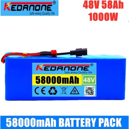 Genuine 48v lithium ion battery 48v 58Ah 1000w 13S3P Lithium ion Battery Pack For 54.6v E-bike Electric bicycle Scooter with BMS