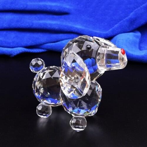 Lovely Crystal Glass Figurine Dog Puppy Animal Statue Crystal Animals Paperweight