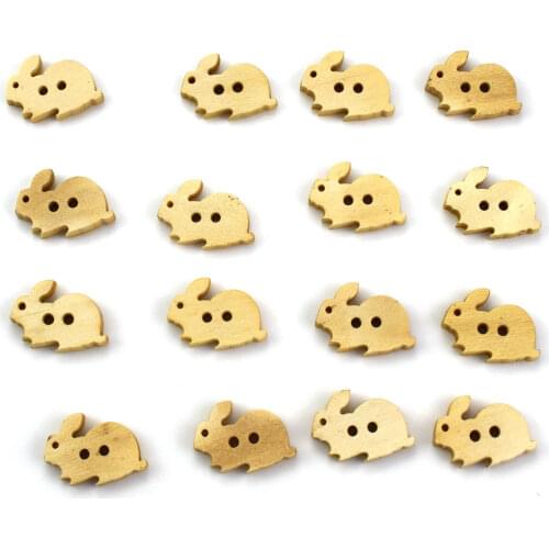 300PCS Mixed Rabbit Wood Buttons Crafts Home Decor Sewing Scrapbooking Clothing Card Making DIY 20MM