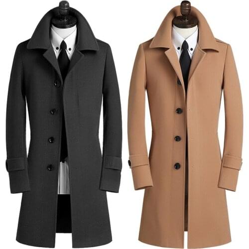 QYLVAWOY Cashmere Wool Coat Autumn Mens Winter Jacket Men Business Casual Mens Coat Overcoat Clothes Trench Coat Men Plus Size