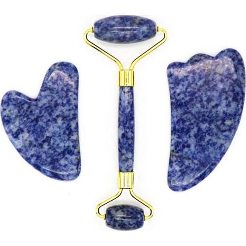 Relaxation Amethyst Massage Roller Gouache Scraper for Facical Massage Natural Purple Crystal Guasha Board Face Massage Roller