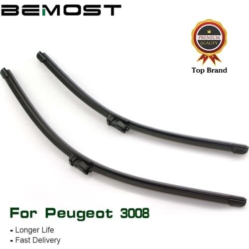 BEMOST Car Wiper Blades Rubber For Peugeot 3008,2008 2009 2010 2011 2012 2013 2014 2015 2016 2017 2018 Fit Push Button Arm