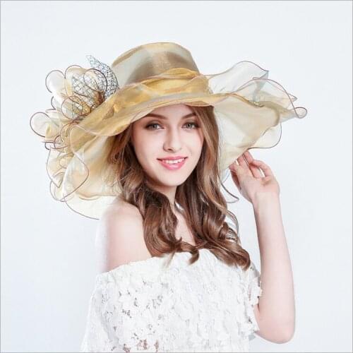 New Summer detachable floral mesh visor lace beach sun screen sun hat female hat Top Fedoras Hats Wide Brim Floral wholesale