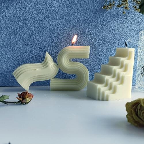 3D Geometric Waveform Silicone Candle Column Ribbon Column Mold Aromatherapy Silicone Soap Candle Home Mold Decoration Supplies