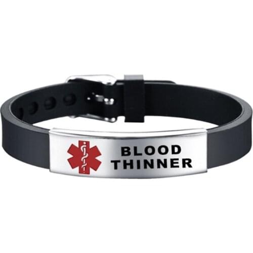 Stylish Red Medical- Alert ID Bracelet Emergency First Aid Adjustable Type 1 Diabetes Silicone Bangle Wristband Unisex