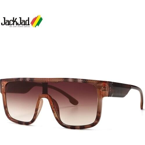 JackJad 2020 Fashion Vintage Cool Shield Style Sunglasses Women ins Classic Tartan Design Frame Sun Glasses Oculos De Sol 4299