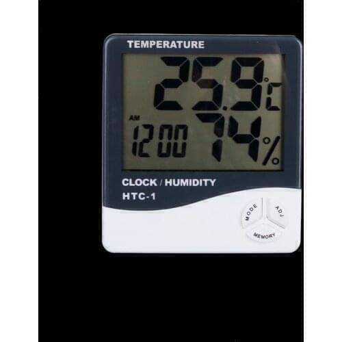 Indoor Outdoor Thermometer Hygrometer Digital LCD C/F Temperature Humidity Meter Alarm Clock HTC-1